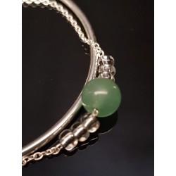 Magnifique Bracelet argent jonc Ella aventurine vert